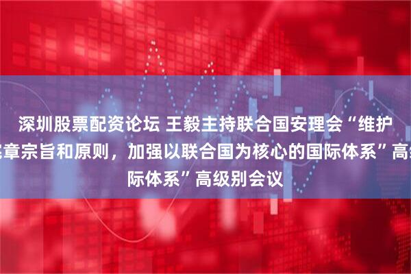 深圳股票配资论坛 王毅主持联合国安理会“维护联合国宪章宗旨和原则，加强以联合国为核心的国际体系”高级别会议